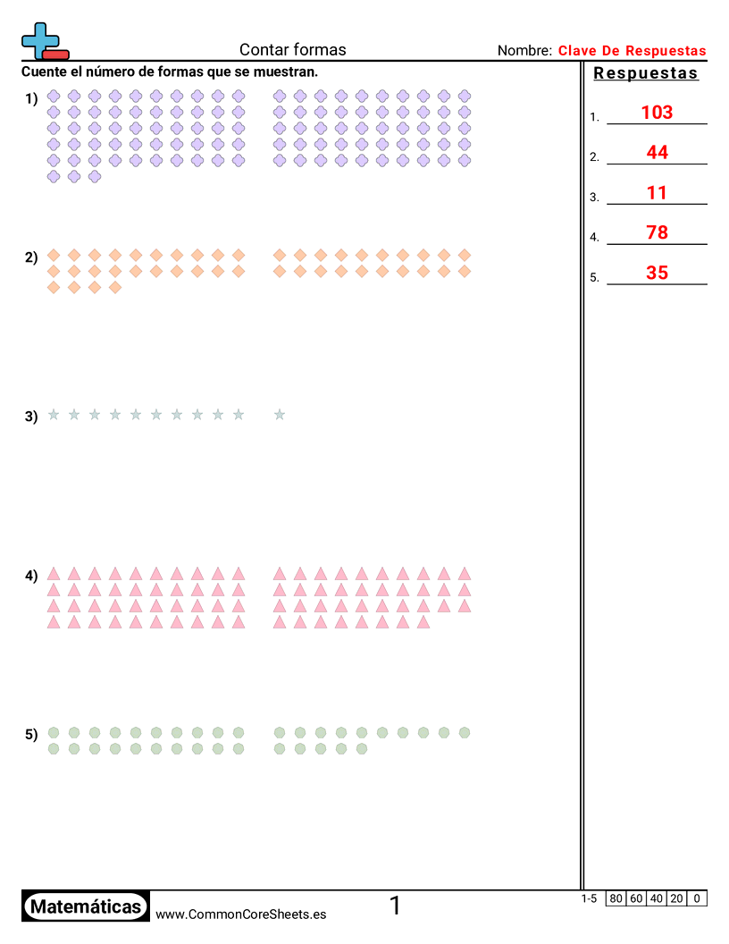 Ejercicios  de conteo - Contar figuras worksheet