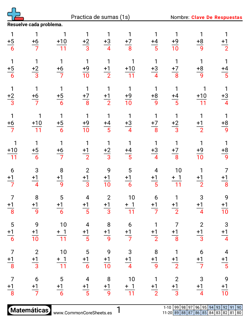 Ejercicios  de ejercicios de matemáticas - 1 (tablas) worksheet
