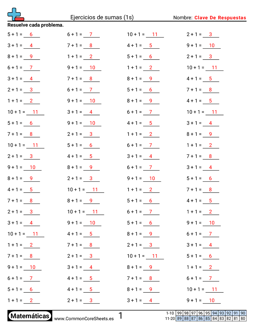 Ejercicios  de ejercicios de matemáticas - 1 (tablas) (horizontal) worksheet
