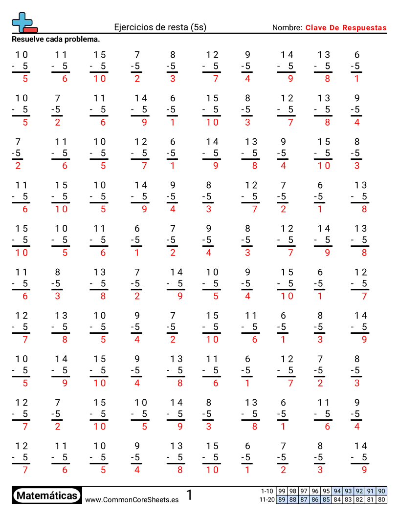 Ejercicios  de ejercicios de matemáticas - 5 (tablas) worksheet