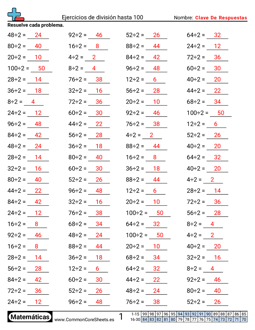 Ejercicios  de división - 2 worksheet
