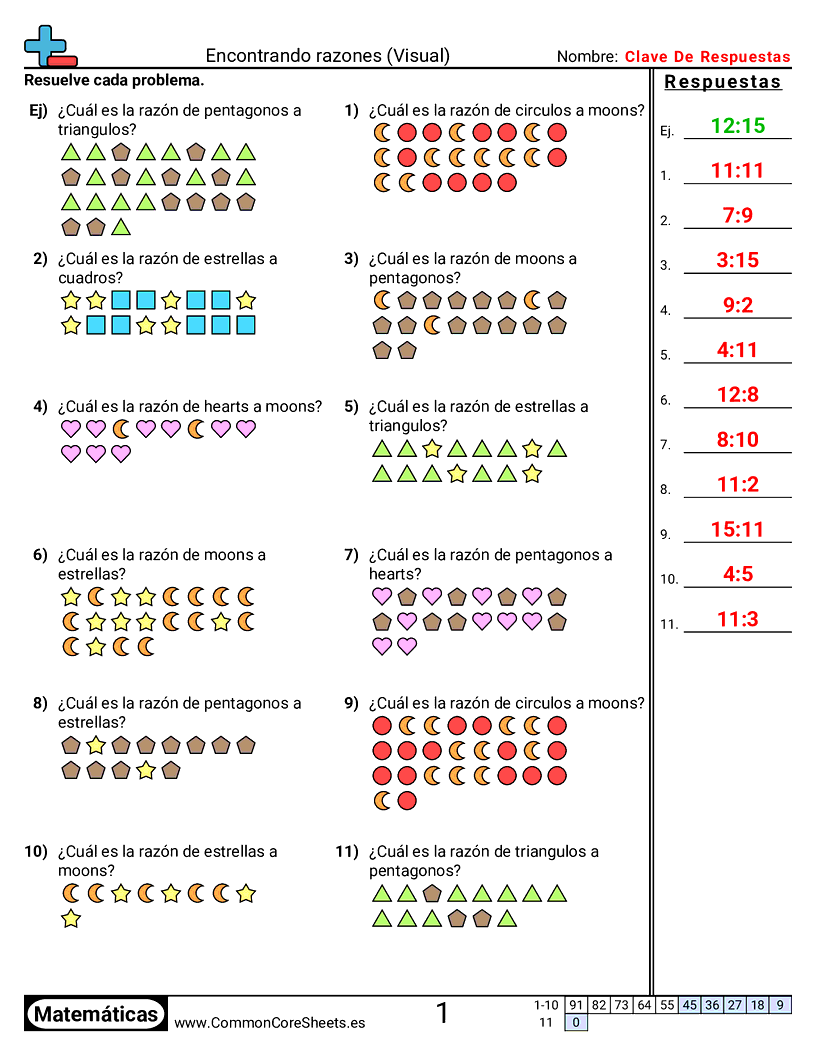 Ejercicios  de relaciones - Encontrar razones (visual) worksheet