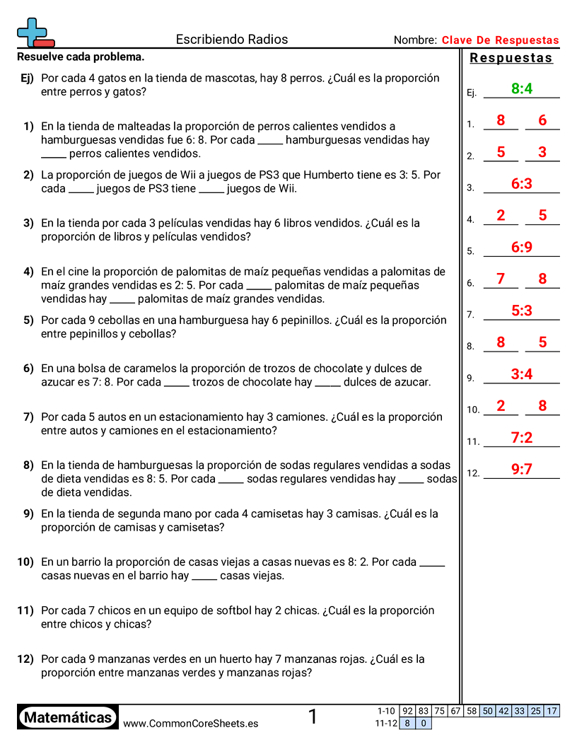 Ejercicios  de relaciones - Redacción de razones worksheet