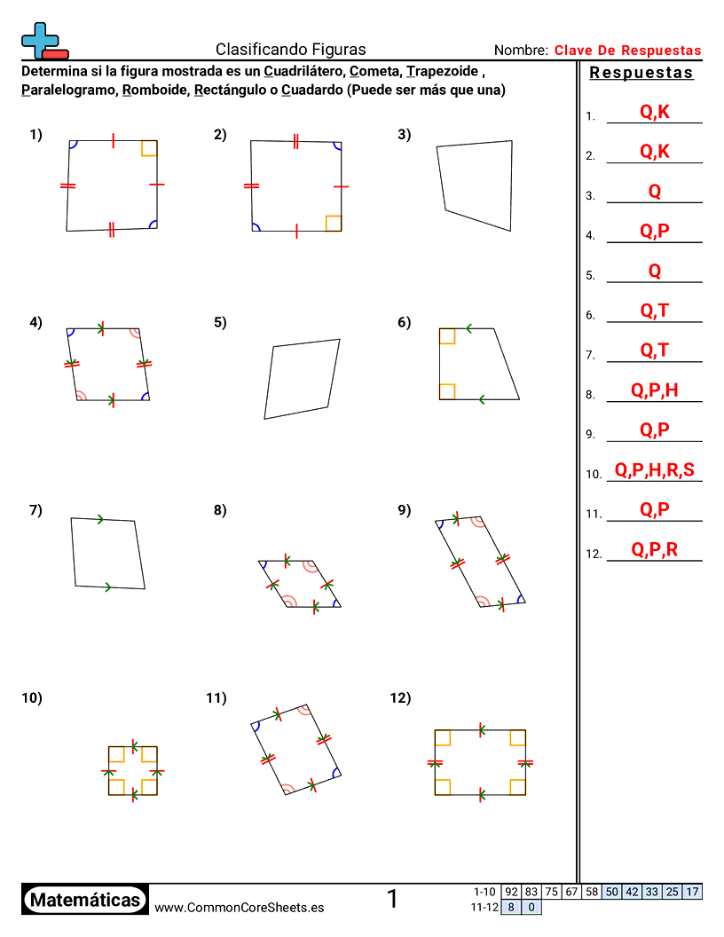 Ejercicios  de formas - Clasificar figuras worksheet