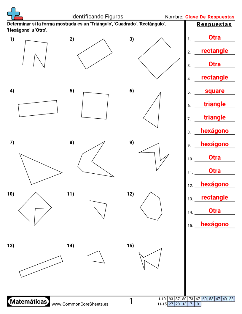 Ejercicios  de formas - Identificar figuras worksheet