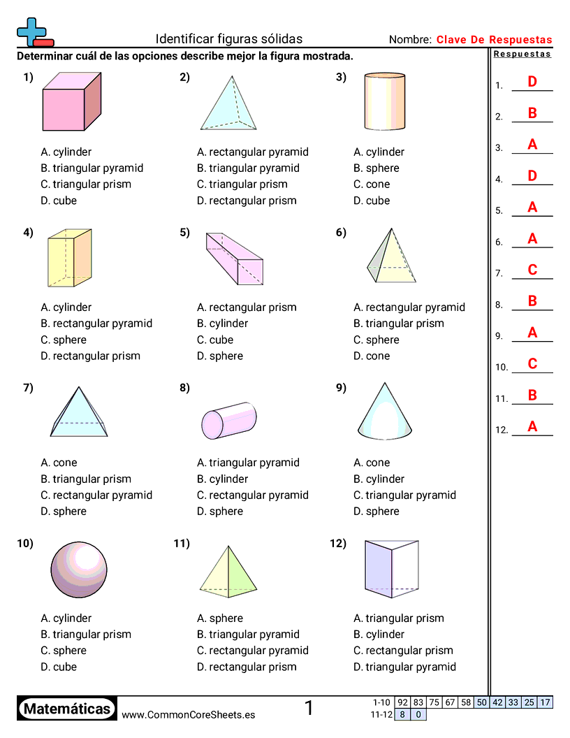 Ejercicios  de formas - Identificar figuras sólidas worksheet