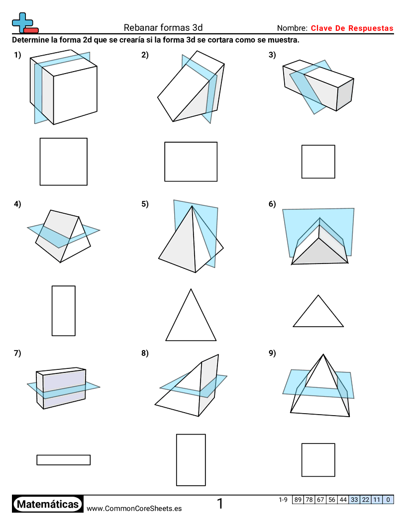 Ejercicios  de formas - Cortar figuras 3D worksheet