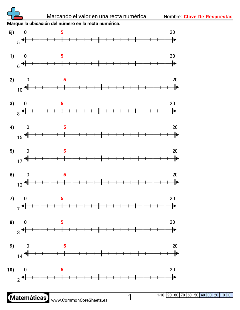 Ejercicios  de valor y valor posicional - Marcar valor en una recta numérica worksheet