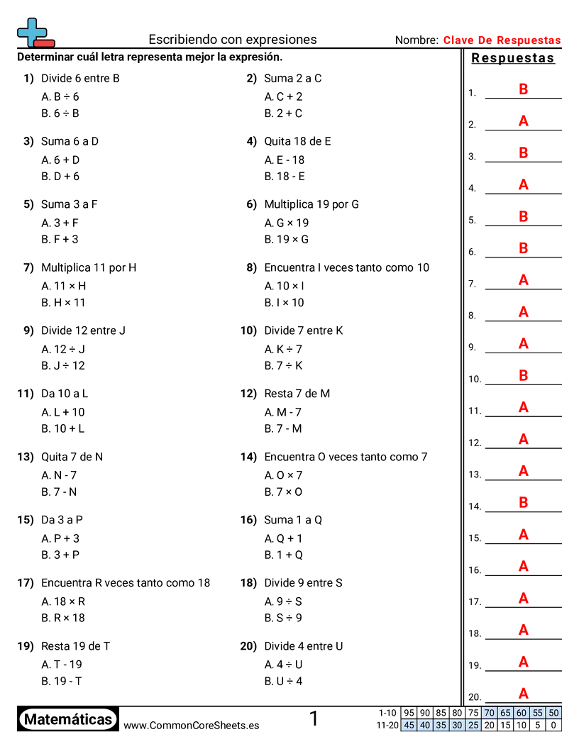 Ejercicios  de valor y valor posicional - Escribir con expresiones worksheet